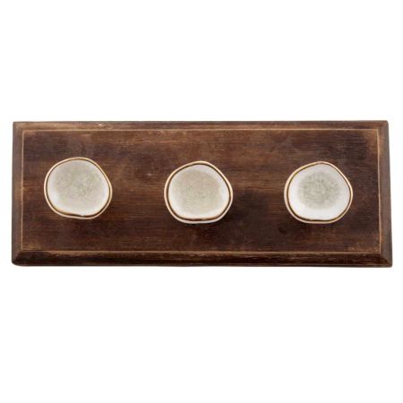 White Ceramic Wooden Hook